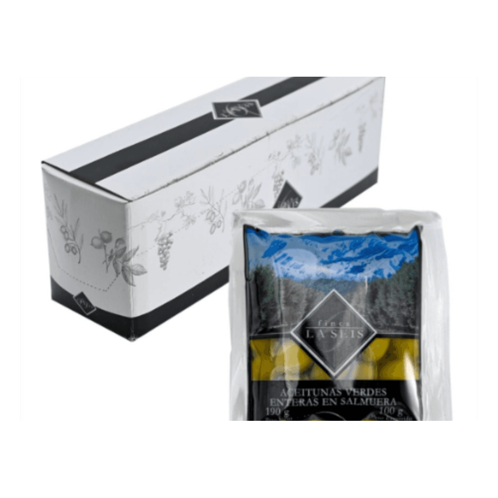 Caja de 15 sachets de aceitunas con carozo 100 g c/u