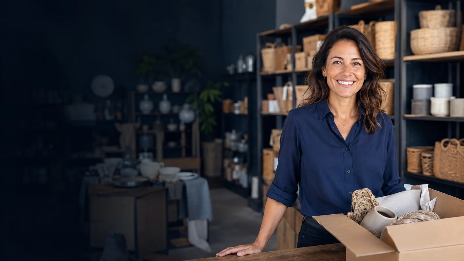 Comerciante en su negocio